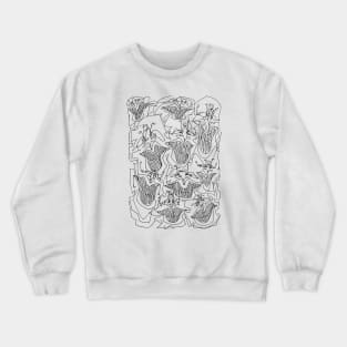 #1 - Limp Faces Psychedelic Line Ink Drawing with Art Style Crewneck Sweatshirt